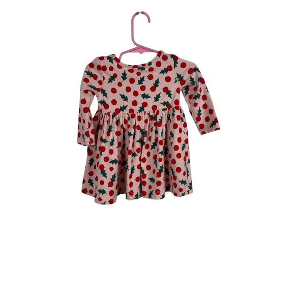 Hanna Andersson Knit Holiday Skater Dress Only Snowberries On Pink 75 12-18 Mos - Picture 2 of 7
